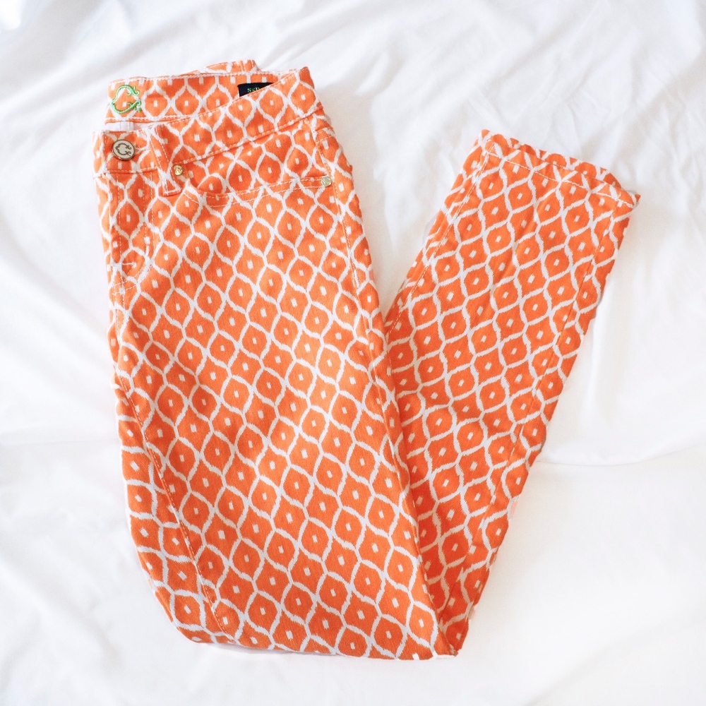 C Wonder | Prep Quarterfoil Skinny Ankle Jeans, Orange